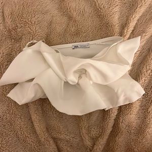Zara white ruffle tube top